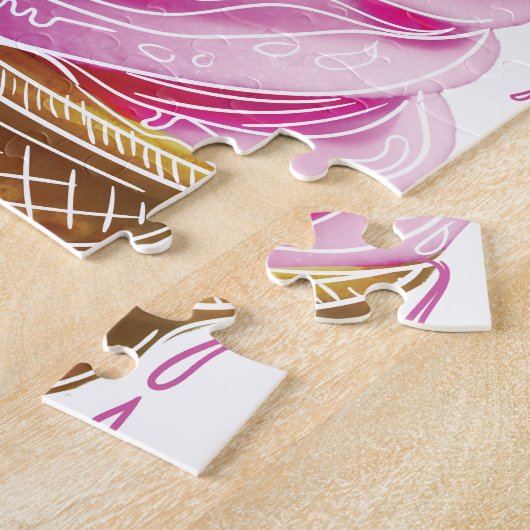 WellcodaのユニコーンのCornettoのおもしろいのアイスクリーム ジグソーパズル (側面)