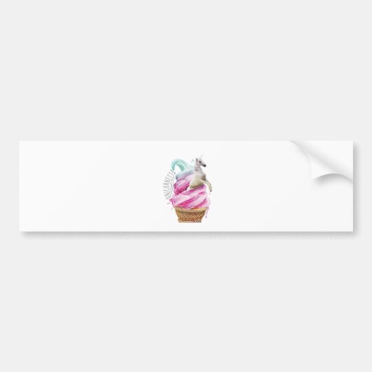 WellcodaのユニコーンのCornettoのおもしろいのアイスクリーム バンパーステッカー (正面)