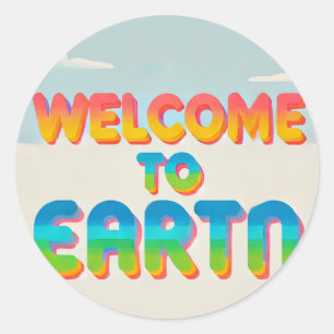 Wellcome to Earthステッカー – 惑星プライドfor Yo ラウンドシール