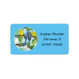 Wellensittiche - Aquarell-Design | ラベル