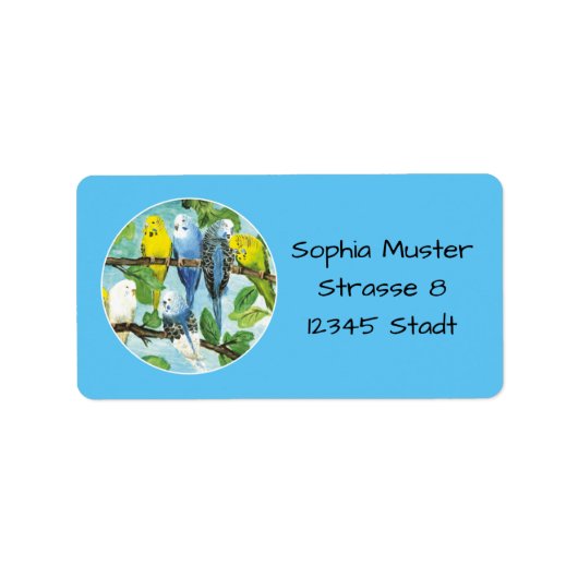 Wellensittiche - Aquarell-Design | ラベル (正面)