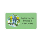 Wellensittiche - Aquarell-Design grün | ラベル (正面)