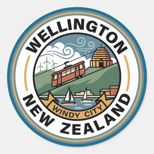 Wellington New Zealand ラウンドシール (正面)