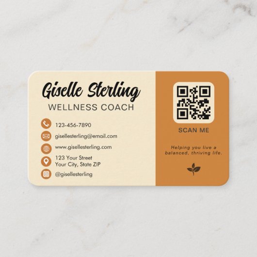 Wellness Coach Photo QR Code 名刺 (正面)