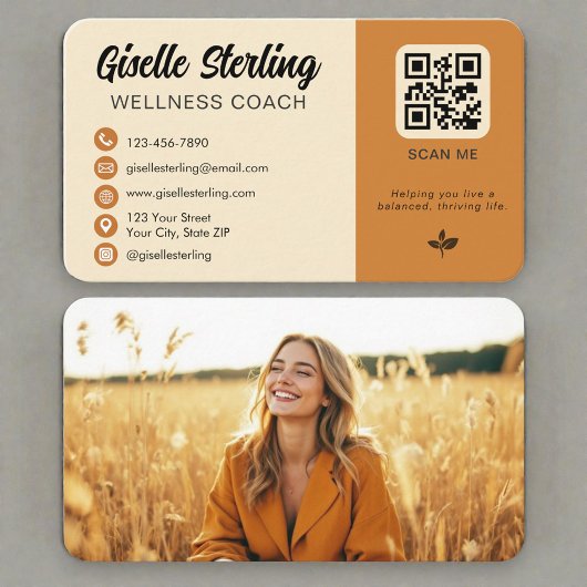 Wellness Coach Photo QR Code 名刺