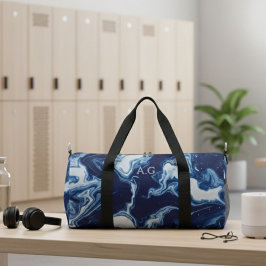 Wellness Waters Duffle Bag - Navy Marble Fluid Art ダッフルバッグ