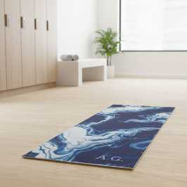 Wellness Waters Exercise Mat - Navy Blue Fluid  ヨガマット