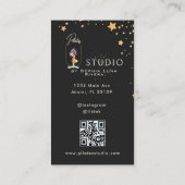 Wellness Yoga Studio Gold Stars Black QR Code 名刺 (裏面)