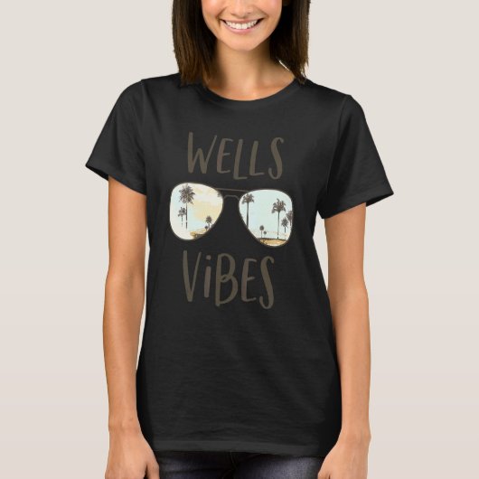 Wells Beach Vibes Maine Ocean Sunset Sunglasses Tシャツ (正面)