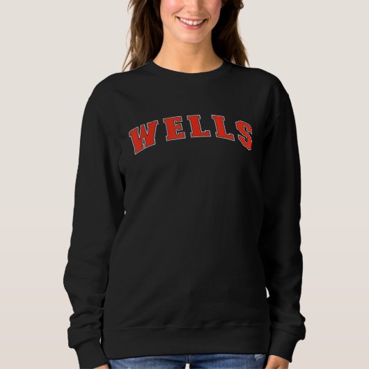 Wells Texas TX College Style Red Text Wells スウェットシャツ (正面)
