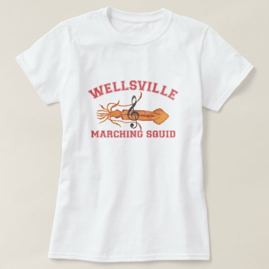 Wellsvilleの行進のイカのおもしろいなレトロの大衆文化 Tシャツ (デザイン正面)