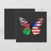 Welsh American Flag Butterfly 招待状 (正面/裏面)