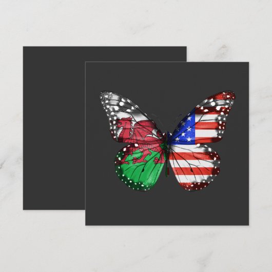 Welsh American Flag Butterfly 招待状 (正面/裏面)