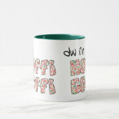 Welsh Coffee Mug:ホフィCoffi、赤いフローラルパターン マグカップ (中央)