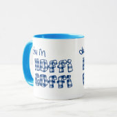 Welsh Coffi Mug:Hoffi Coffi, Blue Check Gingham マグカップ (正面左)