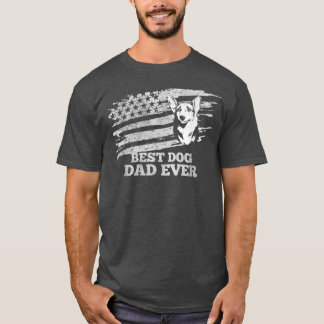 Welsh Corgi Best Dog Dad Ever American Flag Patrio Tシャツ