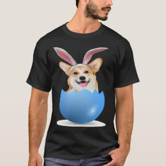 Welsh Corgi Dog Easter Bunny Colored Egg Hunting S Tシャツ