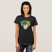 Welsh Corgi Dog Leprechaun Hat Irish Flag St Patri Tシャツ (正面フル)