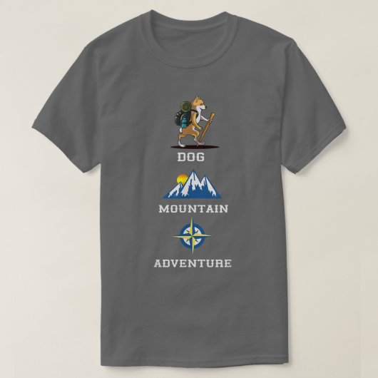 Welsh Corgi Dog Mountain Adventure Hiking Tシャツ (デザイン正面)