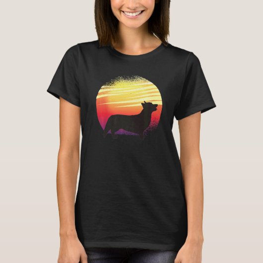 Welsh Corgi Dog Retro 8 Tシャツ (正面)