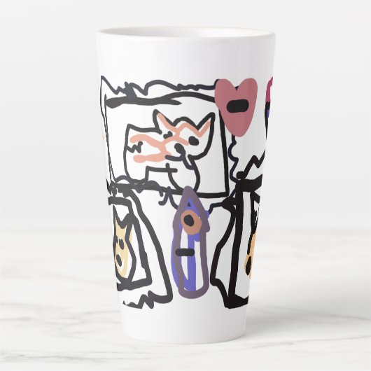 Welsh Corgi hearts  カフェラテマグ (正面)