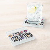 Welsh Corgi hearts  ガラスコースター (アングル)