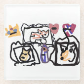 Welsh Corgi hearts  ガラスコースター (正面)