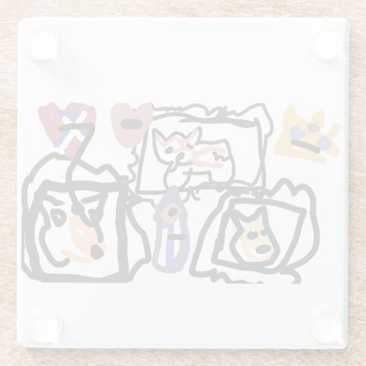 Welsh Corgi hearts  ガラスコースター (裏面)