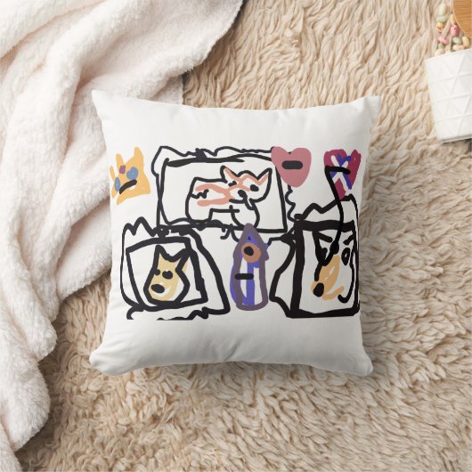 Welsh Corgi hearts  クッション (ブランケット)