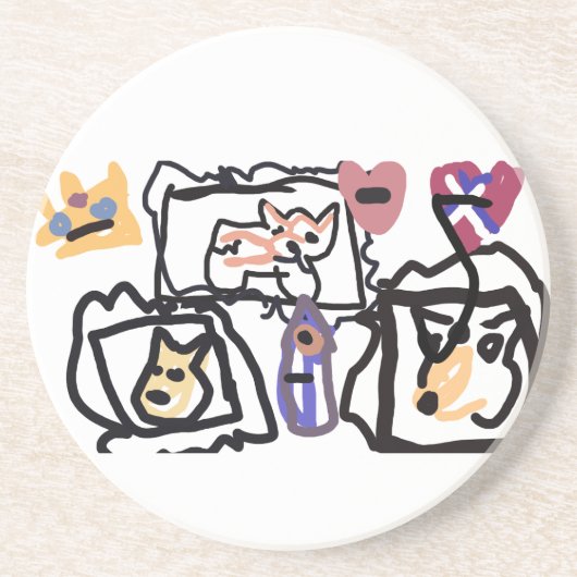 Welsh Corgi hearts  コースター (正面)