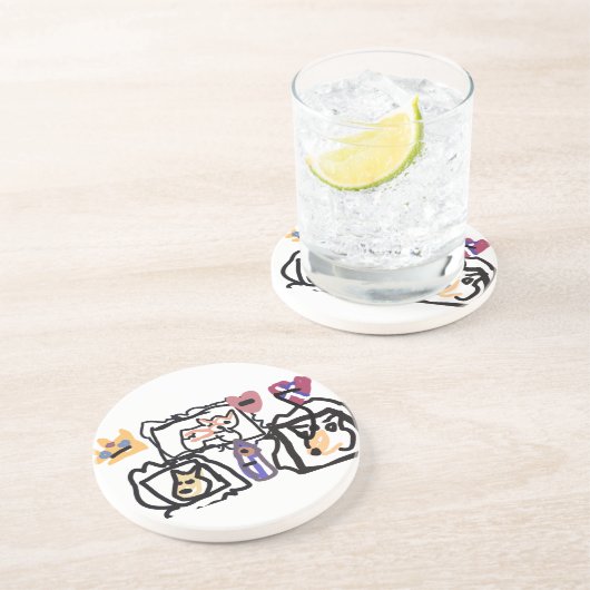 Welsh Corgi hearts  コースター (側面)