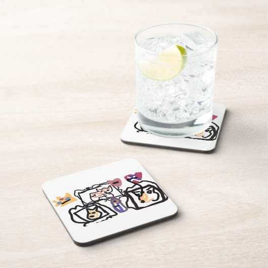 Welsh Corgi hearts  コースター (右側)