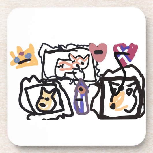 Welsh Corgi hearts  コースター (正面)