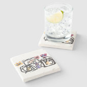 Welsh Corgi hearts  ストーンコースター (横)