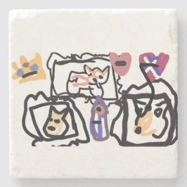 Welsh Corgi hearts  ストーンコースター