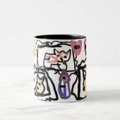 Welsh Corgi hearts  ツートーンマグカップ (中央)