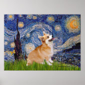 Welsh Corgi Pembroke -  Starry Night ポスター (正面)