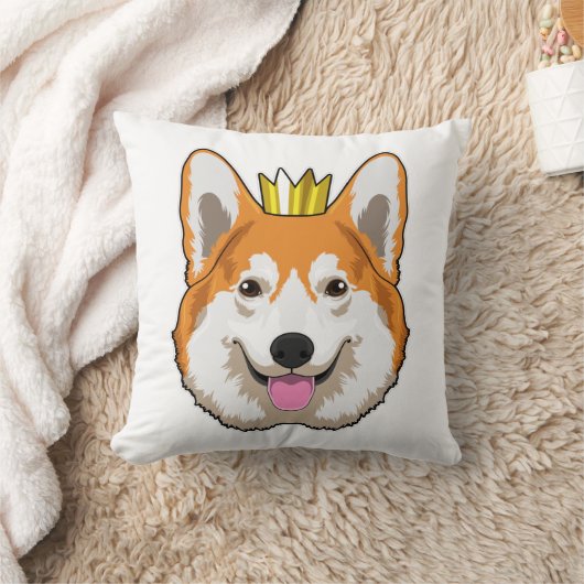 Welsh Corgi with Crown クッション (ブランケット)