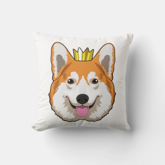 Welsh Corgi with Crown クッション (正面)