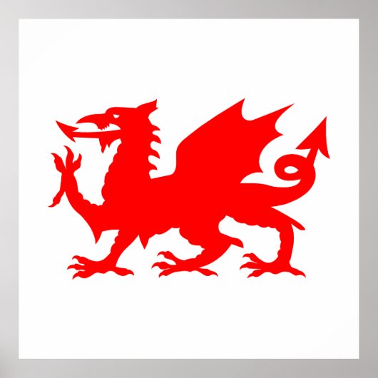 Welsh Dragon Flag, Wales Dragon Flag, England ポスター (正面)
