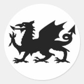 Welsh Dragon Flag, Wales Dragon Flag, England ラウンドシール (正面)