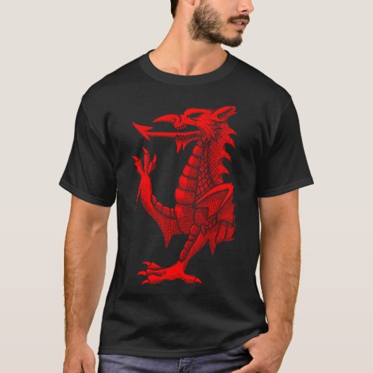 Welsh Dragon - Red Hatching Essential T-Shirt Tシャツ (正面)