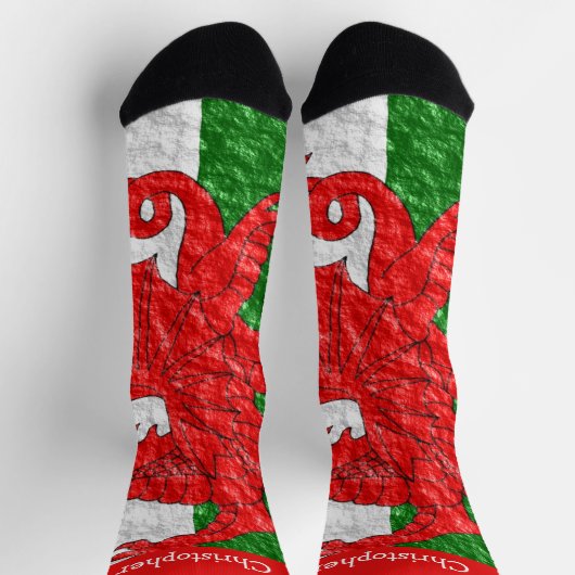 Welsh Flag Design ソックス (上部)