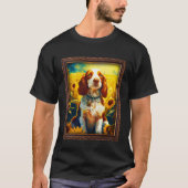 Welsh Springer Spaniel Painting Sunflower Flower M Tシャツ (正面)