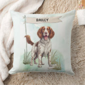 Welsh Springer Spaniel Watercolor Personalized Dog クッション (ブランケット)