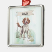 Welsh Springer Spaniel Watercolor Personalized Dog メタルオーナメント (左)