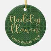 Welsh Tapestry毛布パターン、Carthen Nadolig セラミックオーナメント (正面)