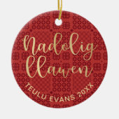 Welsh Tapestry毛布パターン、Carthen Nadolig Ce セラミックオーナメント (正面)