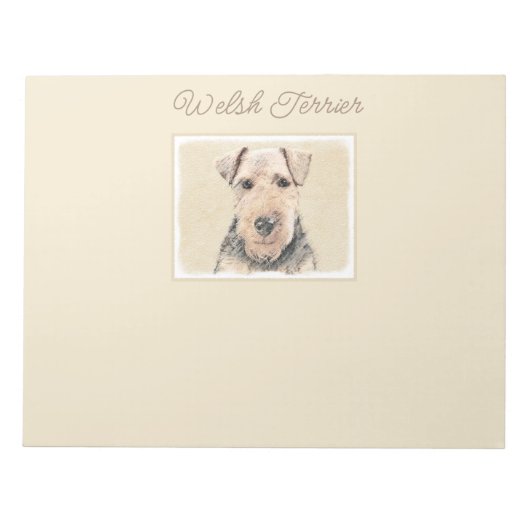 Welsh Terrier 絵画's – かわいいオリジナルドッグアートなし ノートパッド (正面)