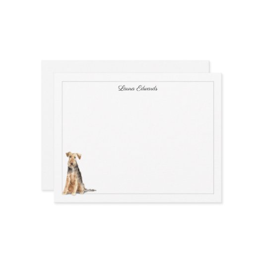 Welsh Terrier Gray Border Personalized ノートカード (正面/裏面インサイチュ)